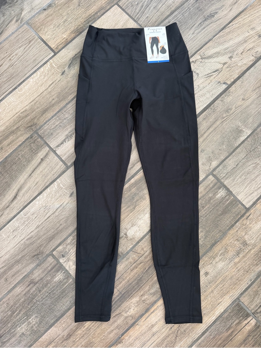Fabletics UltraSoft High Waist Leggings Black Side Pockets L 27” NWT
